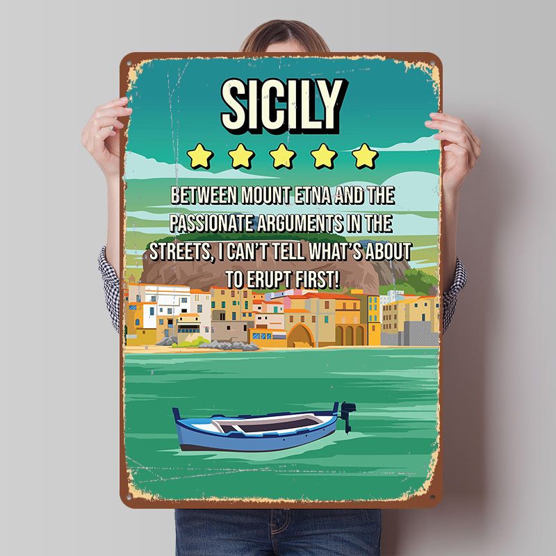 Review Home Decor - Sicily Funny Review Reise-Poster, bedruckt, individuell