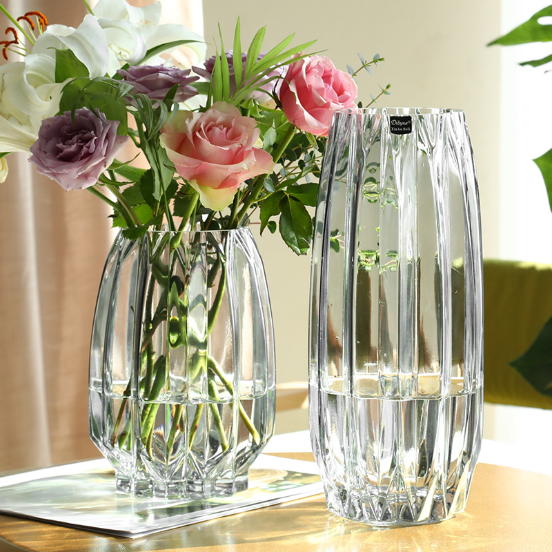 Glass Vase Nordic - Nordische schlichte große Glasvase, transparent, für
