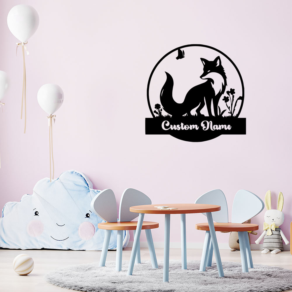 Home Decor Wall Stickers - 1 Stück Modischer Fuchs Anpassbarer Namens-Vinyl-Wandaufkleber