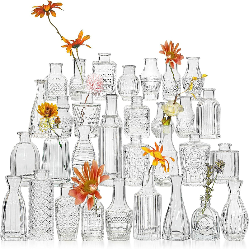 Glass Vase Nordic - Nordische geprägte transparente Glasvase für Hochzeit,