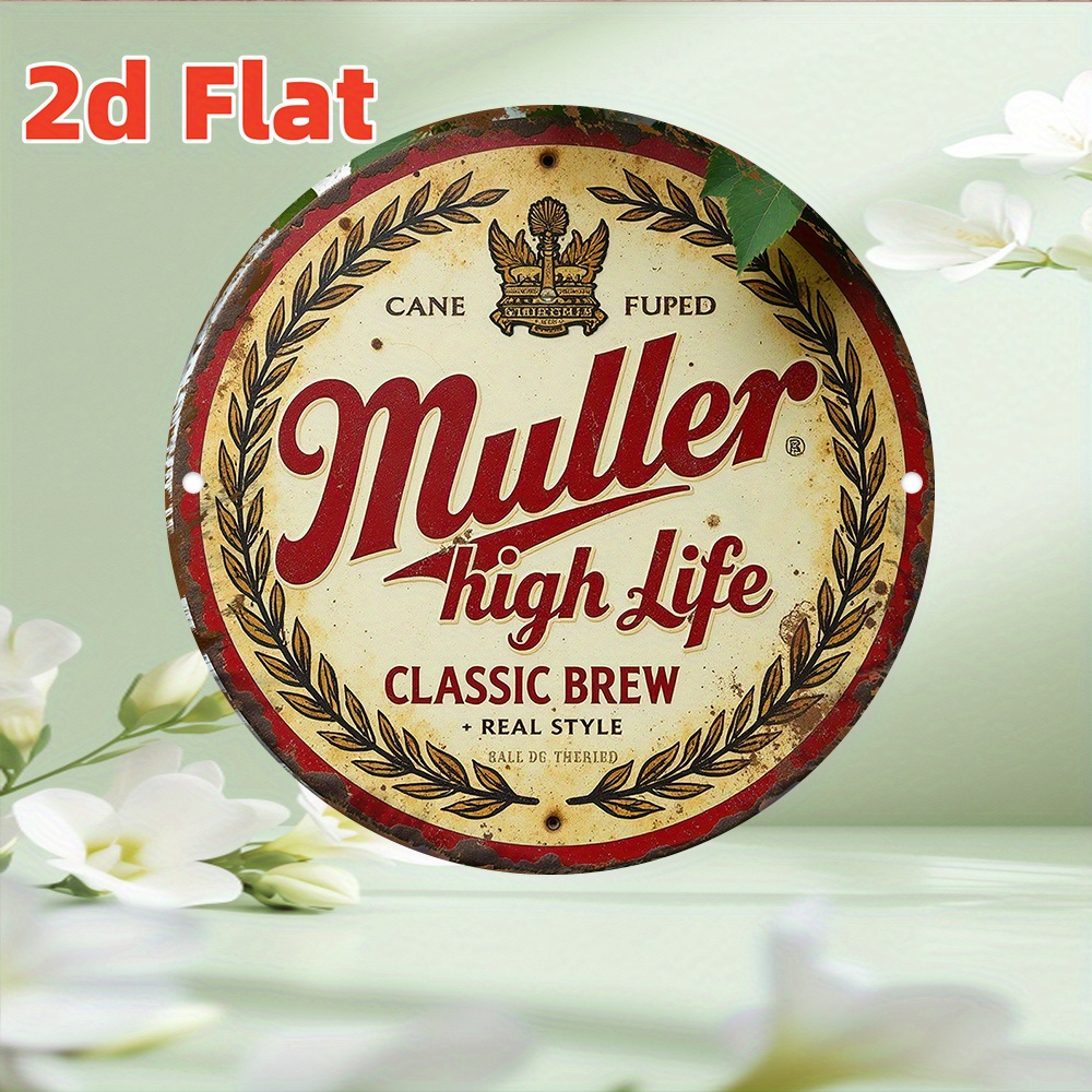 Home Decor Logo - 2D Flat – Rundes Aluminiumschild „Muller