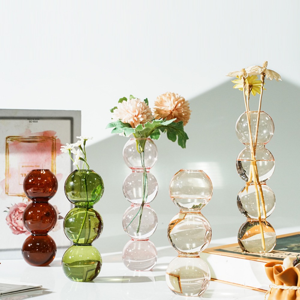 Glass Vase Nordic - Einfache Stil Bunte Glas Vase Transparent