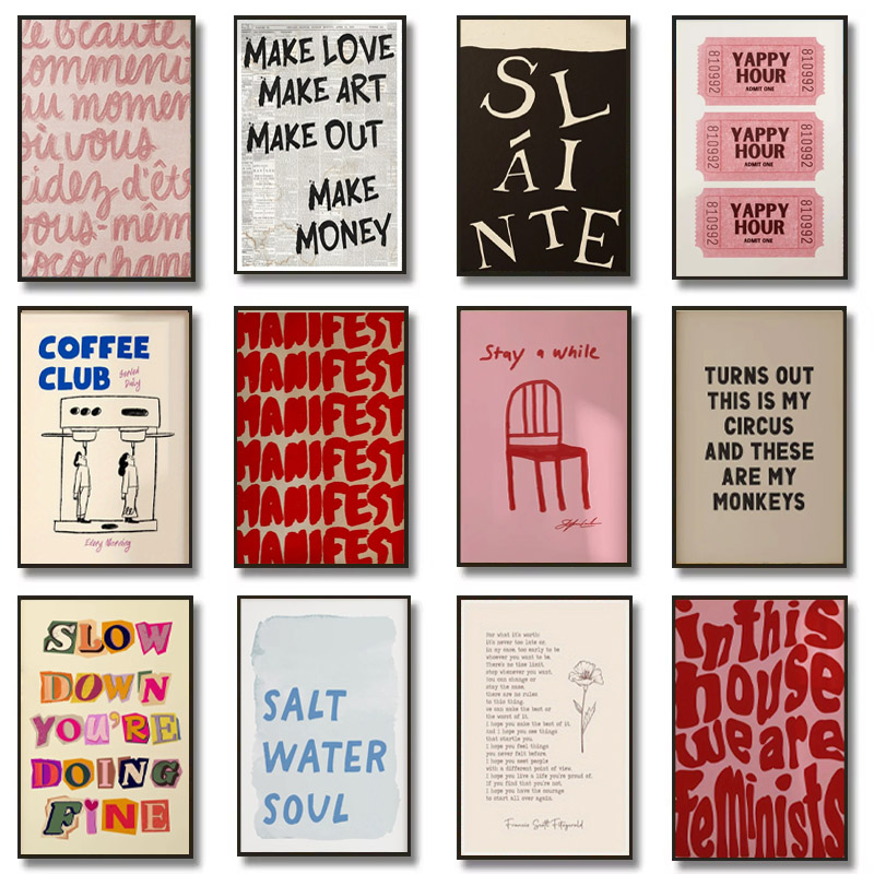 Home Decor Aesthetic Pinterest - 1 Stück einfaches, trendiges Textdruck-Poster, einfache