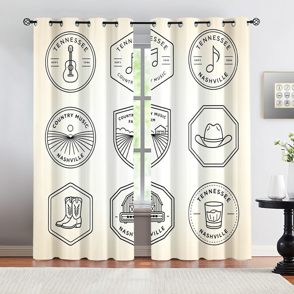 Home Decor Curtains - Vorhänge mit Tennessee Country-Musik-Motiv, Vorhänge mit
