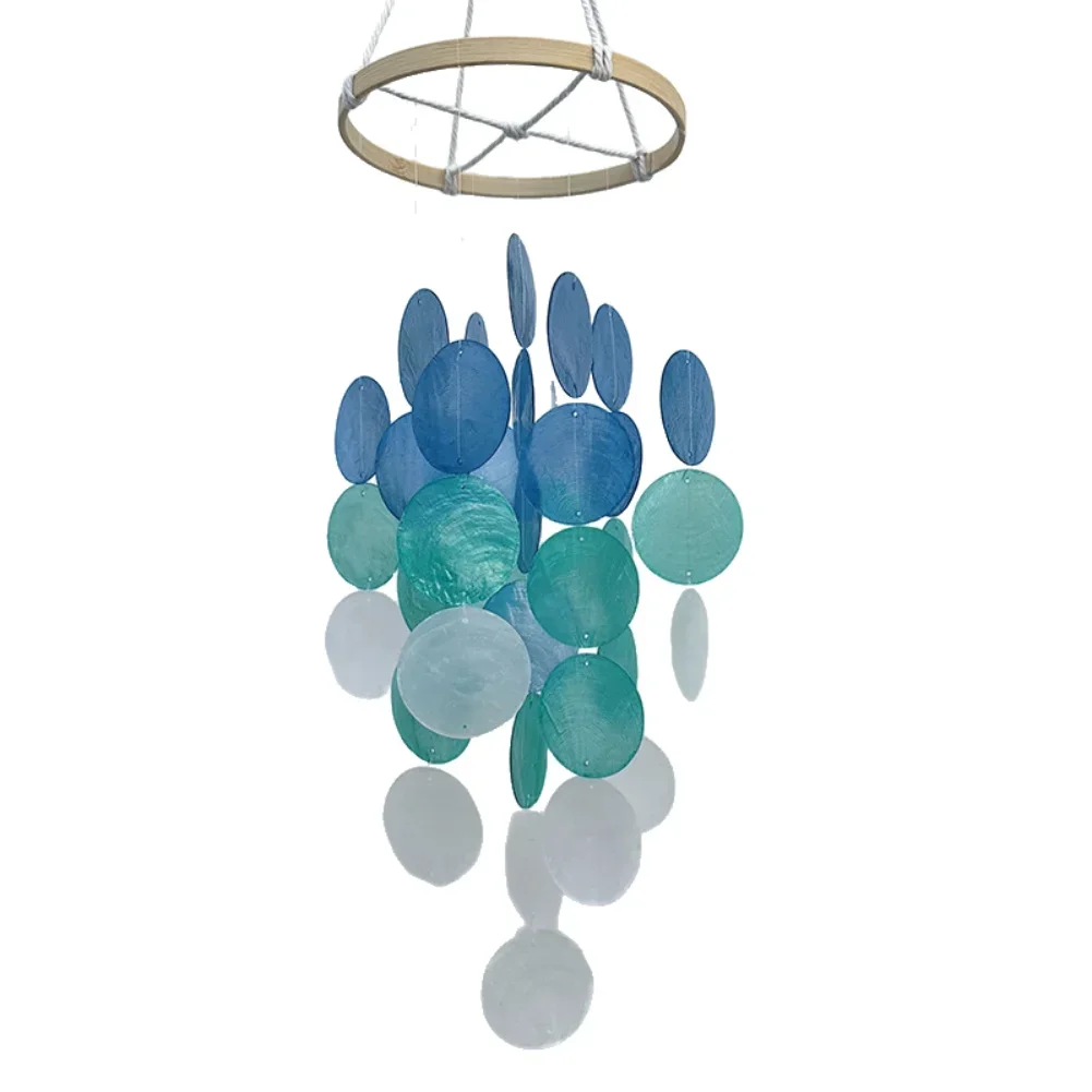 Boho Wind Chimes - Handgefertigtes Bohemian-Muschel-Windspiel mit Perlmutt-Akzenten für Entspannung
