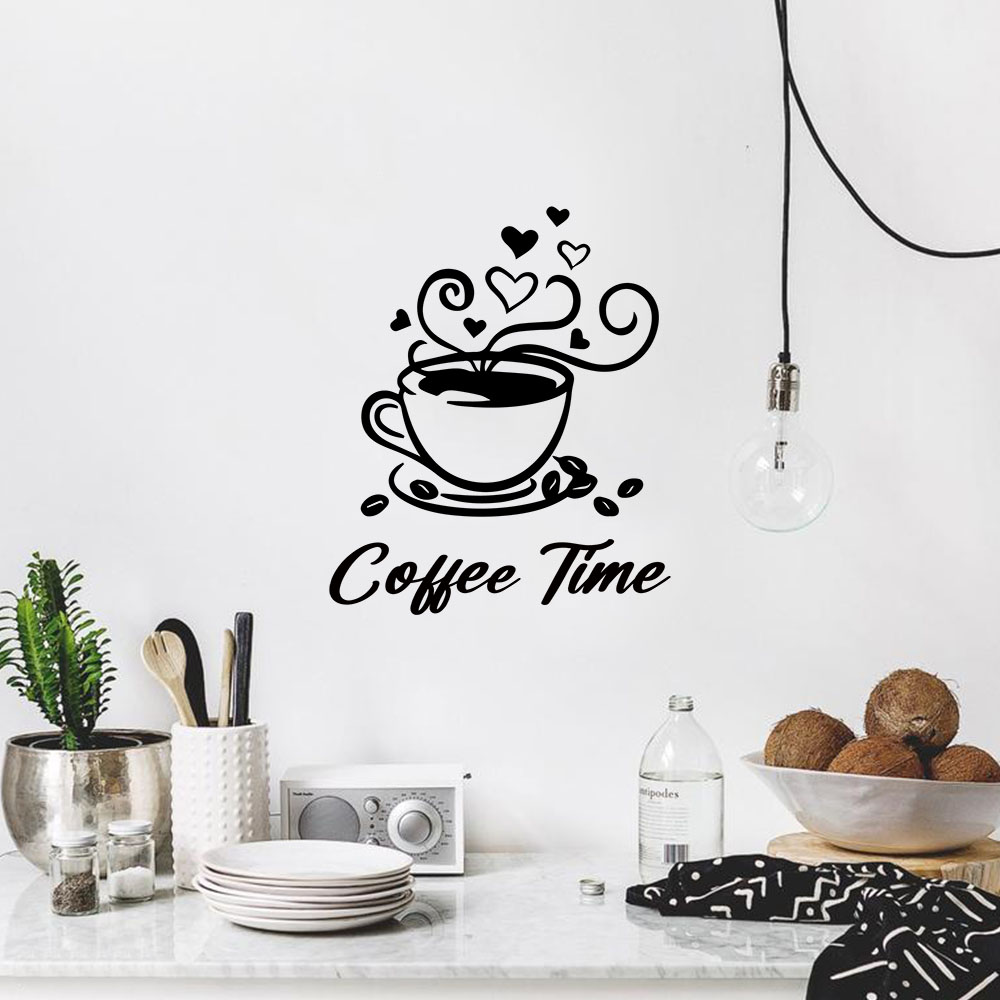 Home Decor Wall Stickers - 1 Stück Modischer Kaffee-Wandaufkleber mit anpassbarem