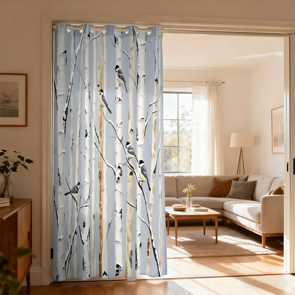 Home Decor Curtains - 1 Stück Vorhang mit Birkenwald- und