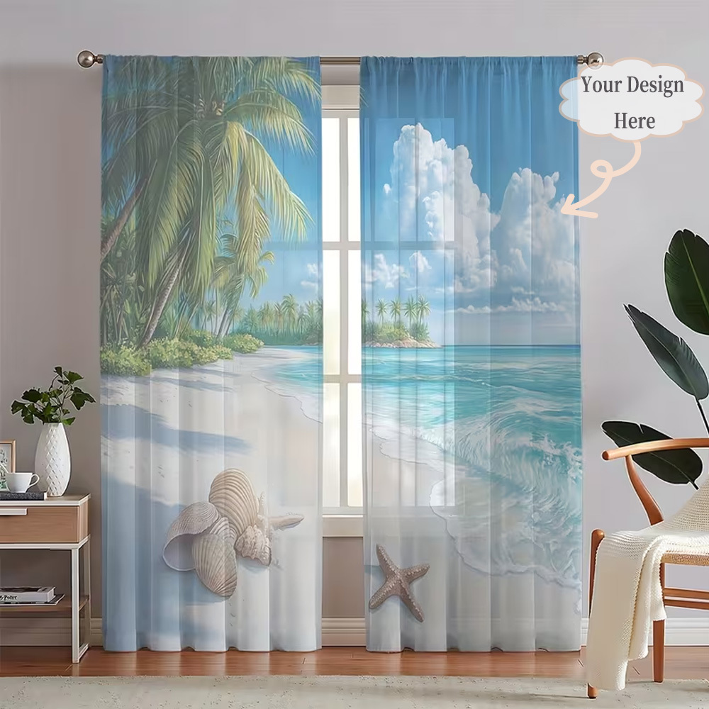 Home Decor Curtains - Maßgefertigte 2D Flache 2-teilige Transparente Vorhänge,