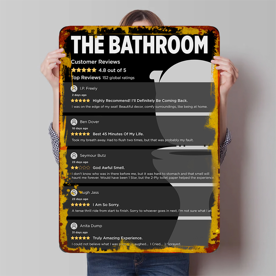 Review Home Decor - Lustiges Badezimmer, Kundenbewertungen, Metall-Wandkunst, Toilette, Humor,