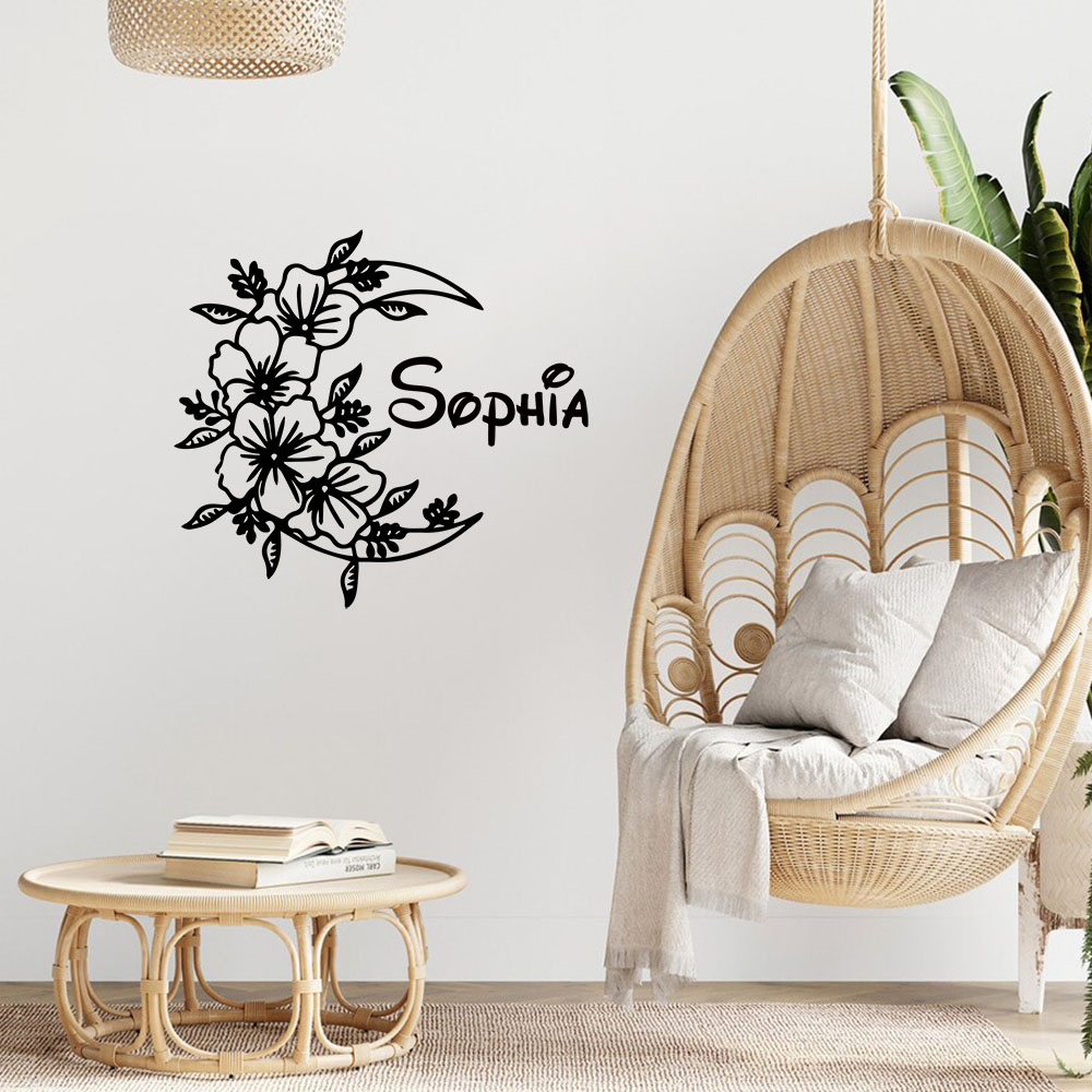 Home Decor Wall Stickers - 1 Stück Kreativer Mondblumen-Wandaufkleber mit Anpassbarem