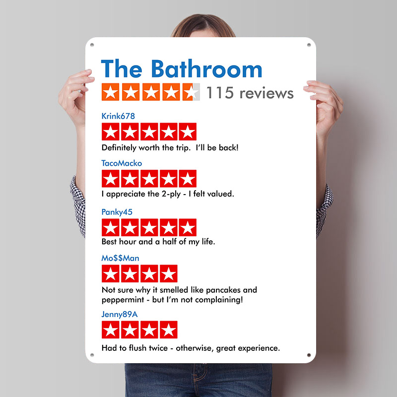 Review Home Decor - THE BATHROOM Lustige Bewertungen Gedrucktes Poster