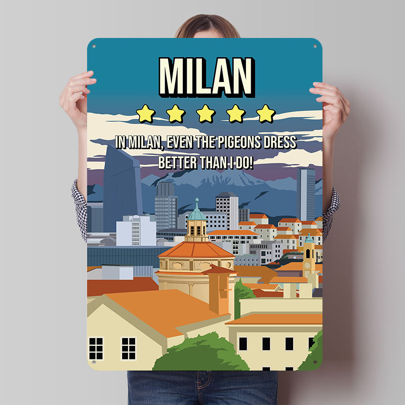 Review Home Decor - Mailand Lustiges Rezensionen-Stadtbild Reiseplakat Personalisierte Vintage
