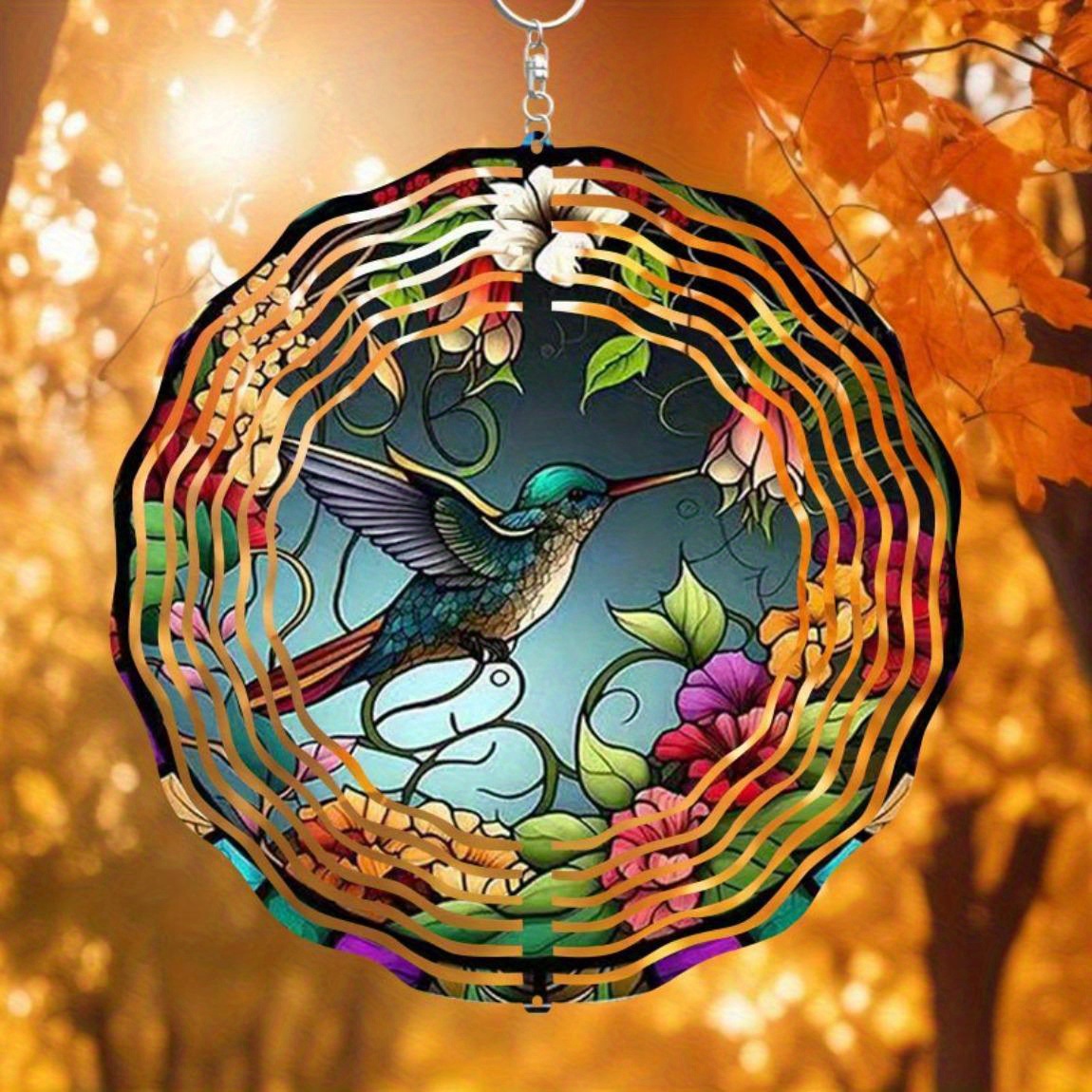 Boho Wind Chimes - CIFBUY Kolibri-Windspiel aus Buntglas, Sonnenfänger für