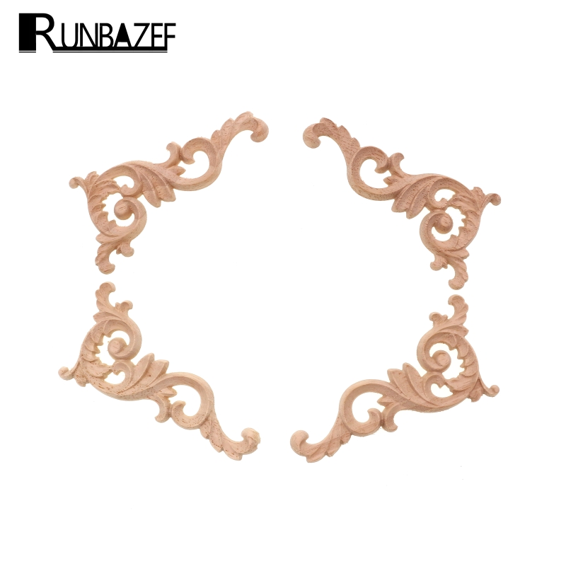 Home Decor On Sale - RUNBAZEF Echtholz Ecke Blume Geschnitzten Stücke