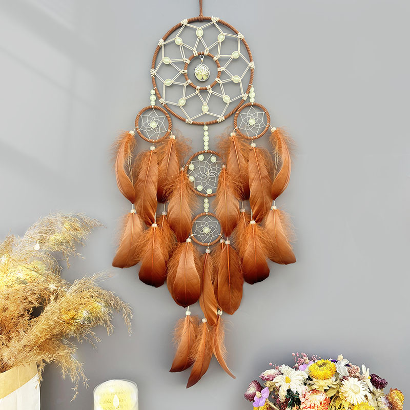 Boho Wind Chimes - Boho-Traumfänger, handgewebte Federn, Windspiele, Wohnzimmer, Schlafzimmer,