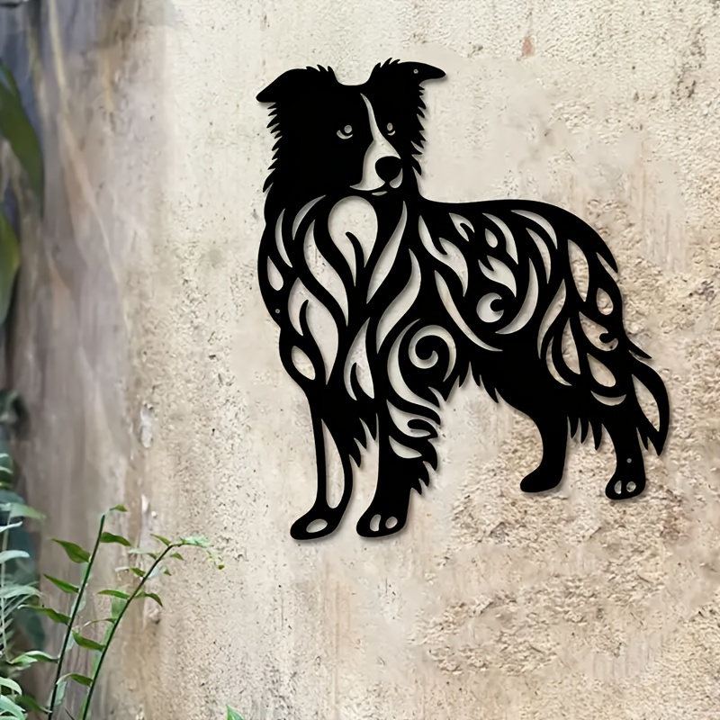 Home Decor Outside - Bezaubernde Collie-Wandkunst mit Metallrand – Hundesilhouette
