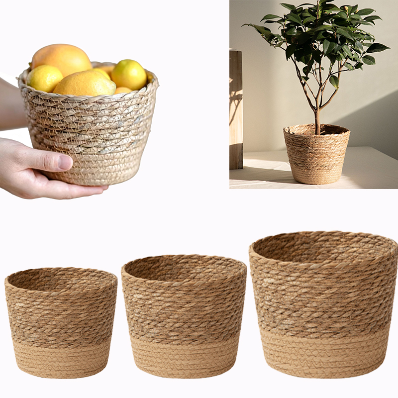 Rattan Plant Basket - Mehrzweck-Aufbewahrungskorb aus geflochtenem Material, rustikaler dekorativer