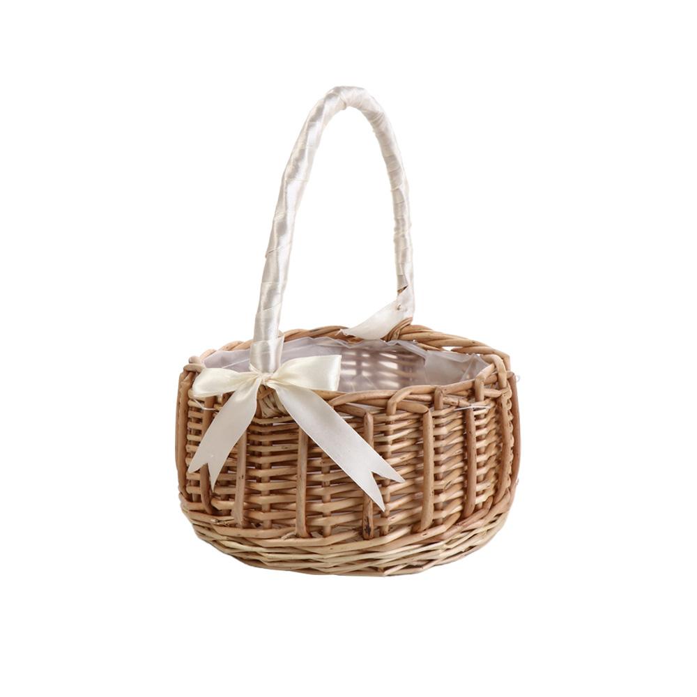 Rattan Plant Basket - Schleifenknoten-Fotorequisiten für Zuhause, Blumenkorb-Dekoration, Rattan-Aufbewahrungskorb, Desktop-Dekoration,