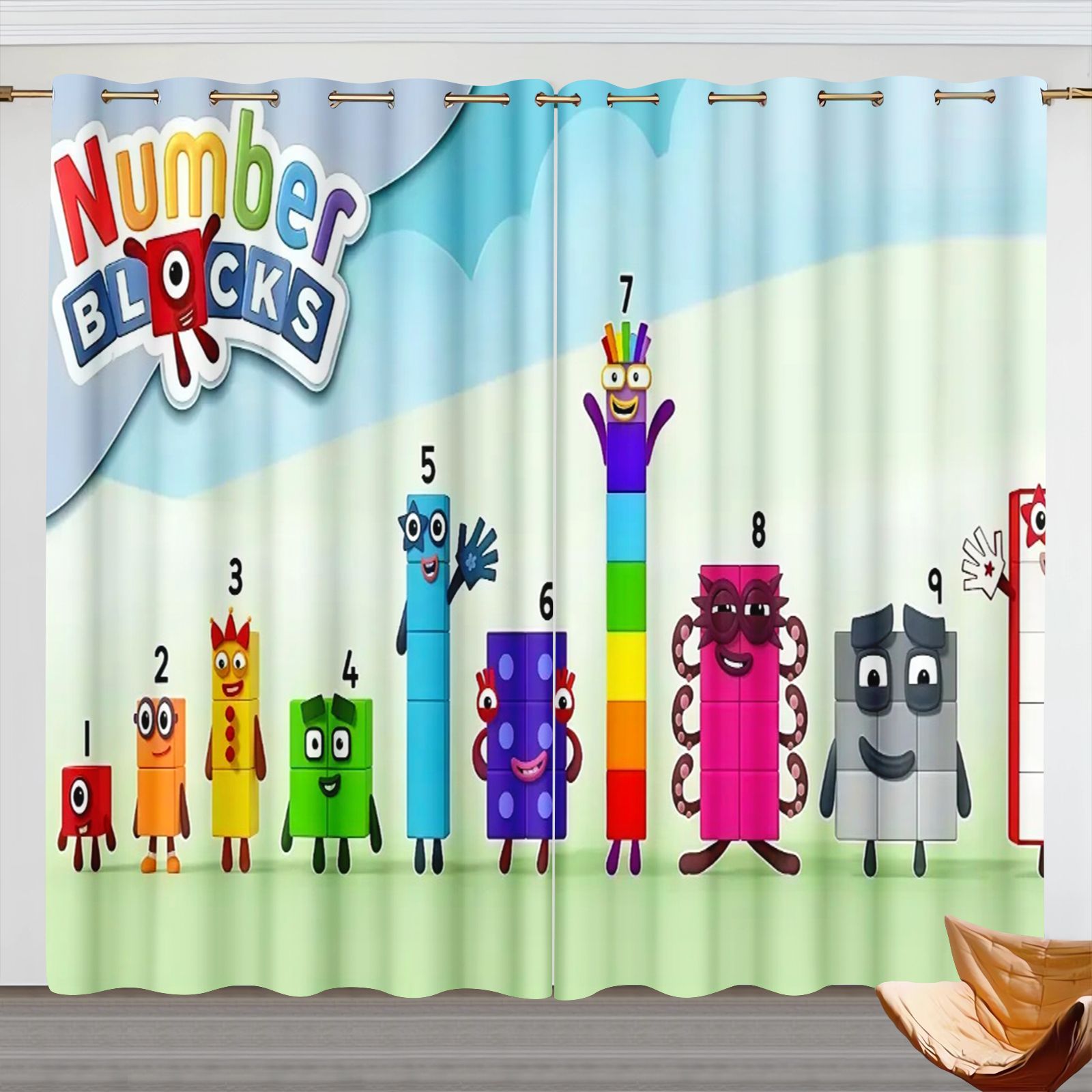Home Decor Curtains - Numberblocks Cartoon-Vorhänge, Verdunkelungsvorhänge für Kinderzimmer, 3D-Digitaldruck-Fenstervorhänge