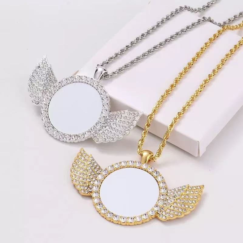 Home Decor Inspo - Personalisiertes komplettes Halsketten-Set, bedruckbare Engelsflügel-Halskette, Heimdekoration