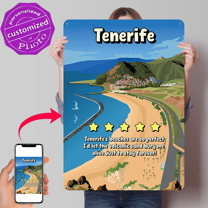 Review Home Decor - Lustiges Minimalistisches Reise-Poster von Teneriffa, Retro
