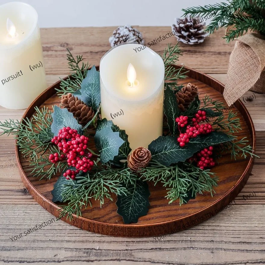 Home Decor Simulator - Weihnachtsdekoration Blatt-Kerzenhalter Kranz, Tischdekoration für Zuhause,