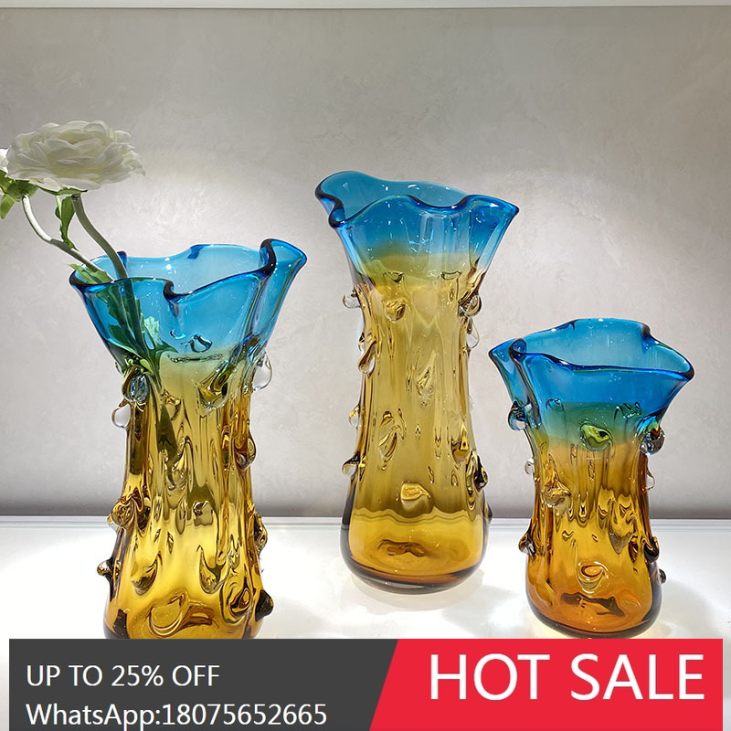 Glass Vase Nordic - MJY Nordische Glasvase, leichtes Luxus-Ornament, Blumenarrangement,
