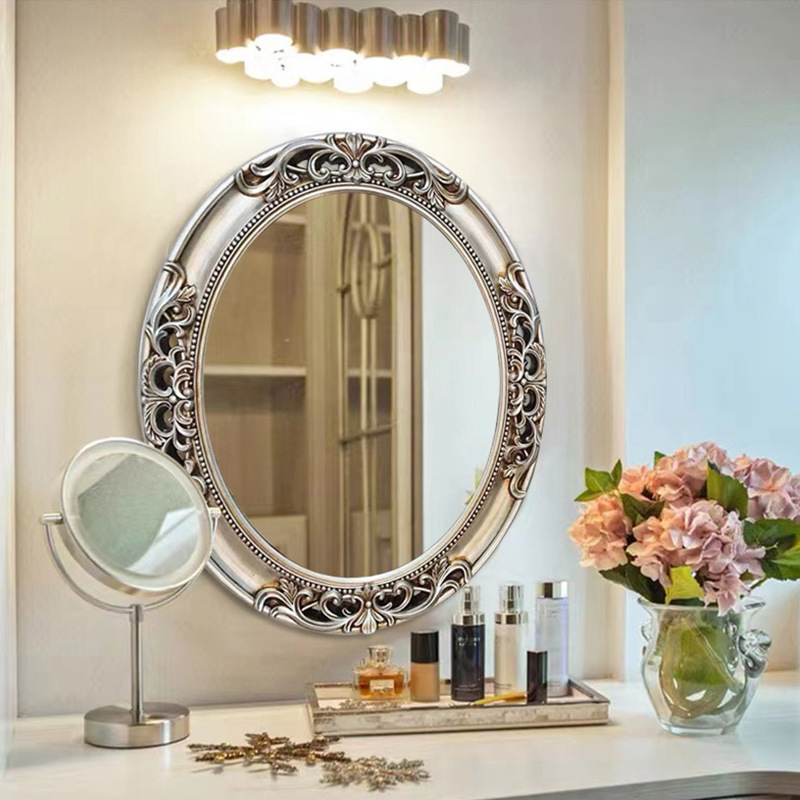 Home Decor Mirror - Europäischer Ovaler Hohlspiegel für Badezimmer, Wandmontierter