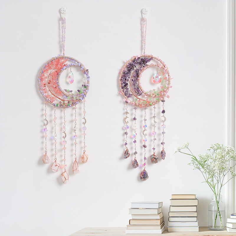 Boho Wind Chimes - Kristall Lila Amethyst Quarz Baum des