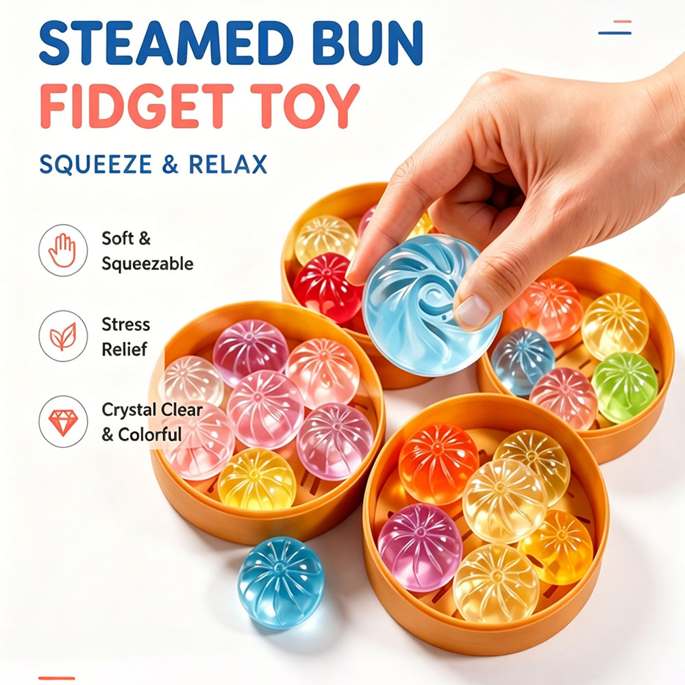 Home Decor Aesthetic - Kawaii 5-teiliges Kristall-Dim-Sum-Squishy-Set mit Dampfgarer, weiche
