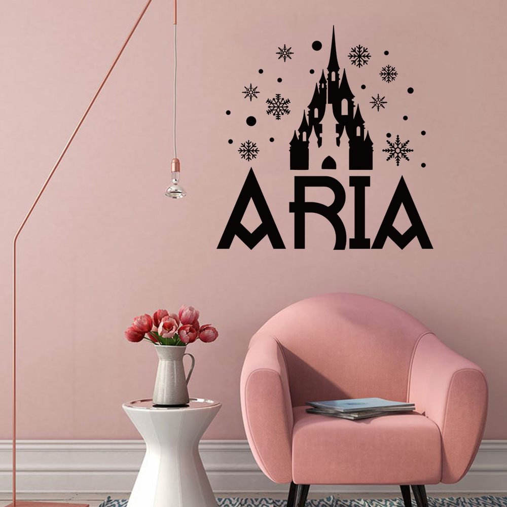 Home Decor Wall Stickers - 1 Stück niedliche Schloss-Schneeflocken-Wandaufkleber mit individuellem