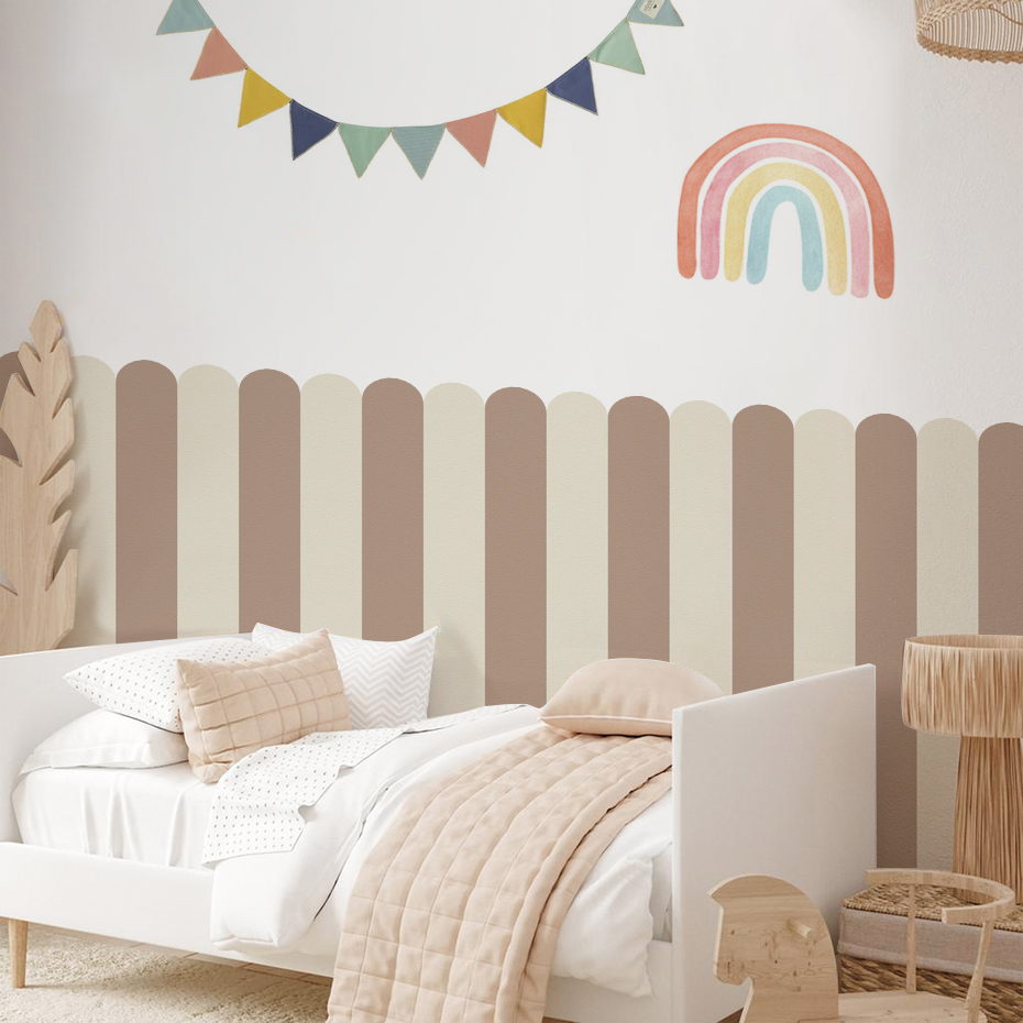 Home Decor Wall Stickers - Mehrfarbige vertikal gestreifte Bogen-Tapete für Kinderzimmer,