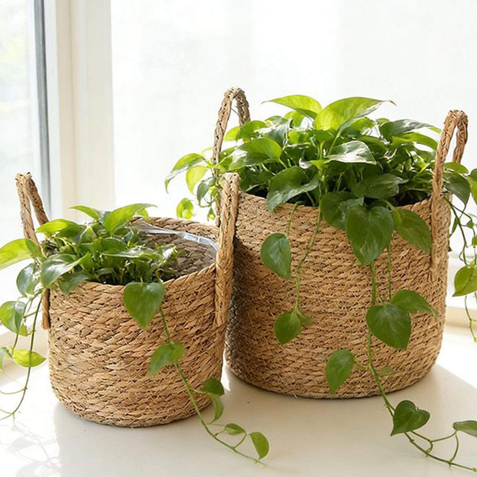 Rattan Plant Basket - Pflanzkorb aus Stroh, Blumentopf aus Weide,