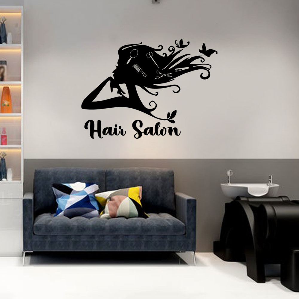Home Decor Wall Stickers - 1 Stück Bunter Friseur-Aufkleber mit Anpassbarem