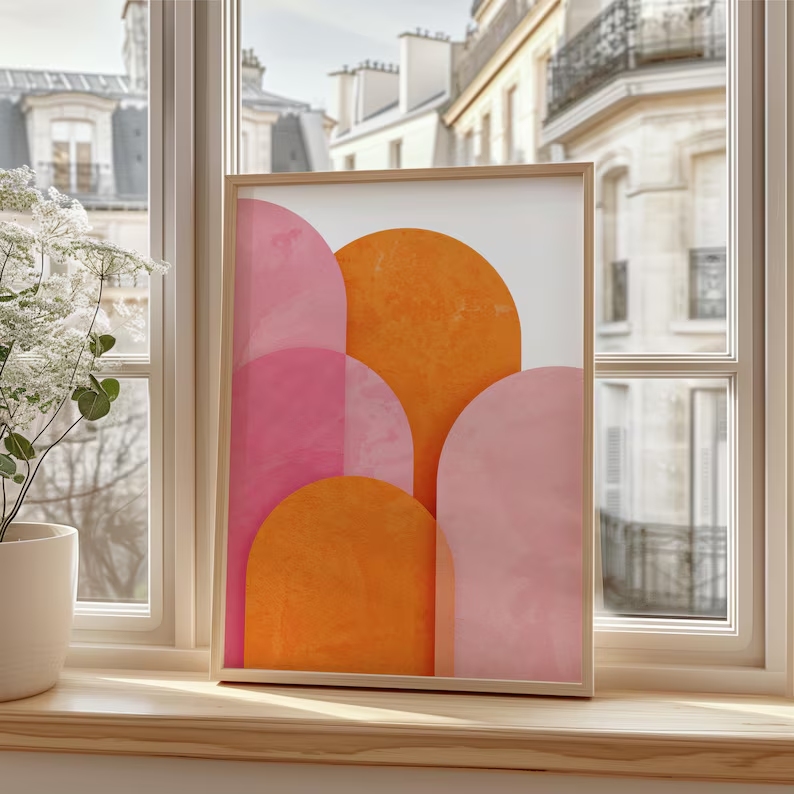 Moderne abstrakte bunte rosa o – Home Decor Orange Bewertung und Preis