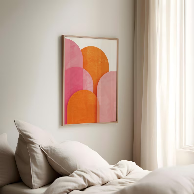 Moderne abstrakte bunte rosa o – Home Decor Orange Bewertung und Preis