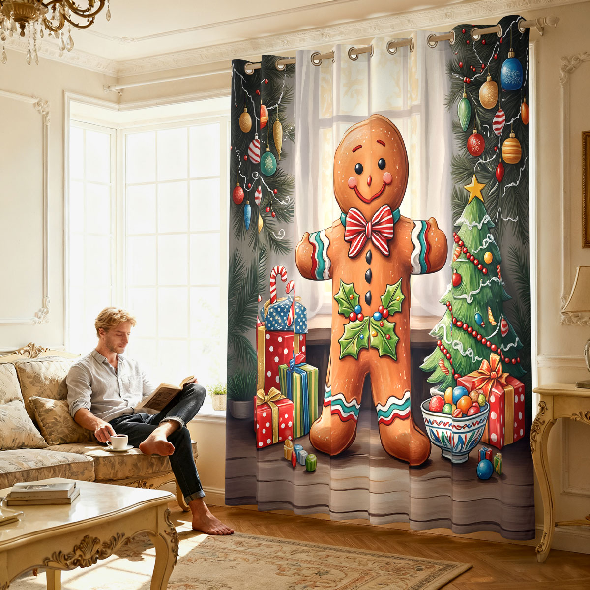 Weihnachts-Dekorationsvorhang  – Home Decor Curtains Bewertung und Preis