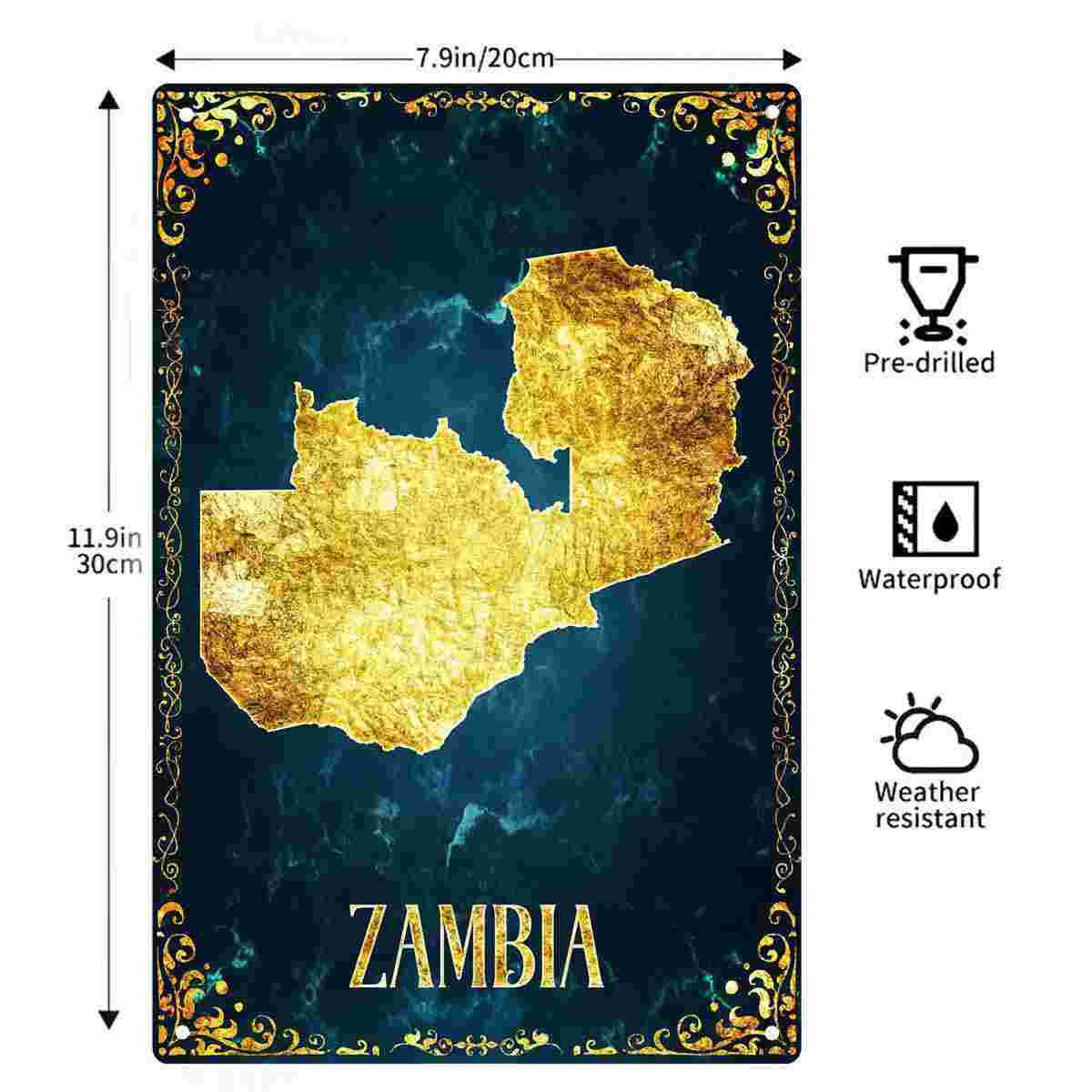 2D FLAT 1 Stück Sambia Goldfol – Home Decor Zambia Bewertung und Preis