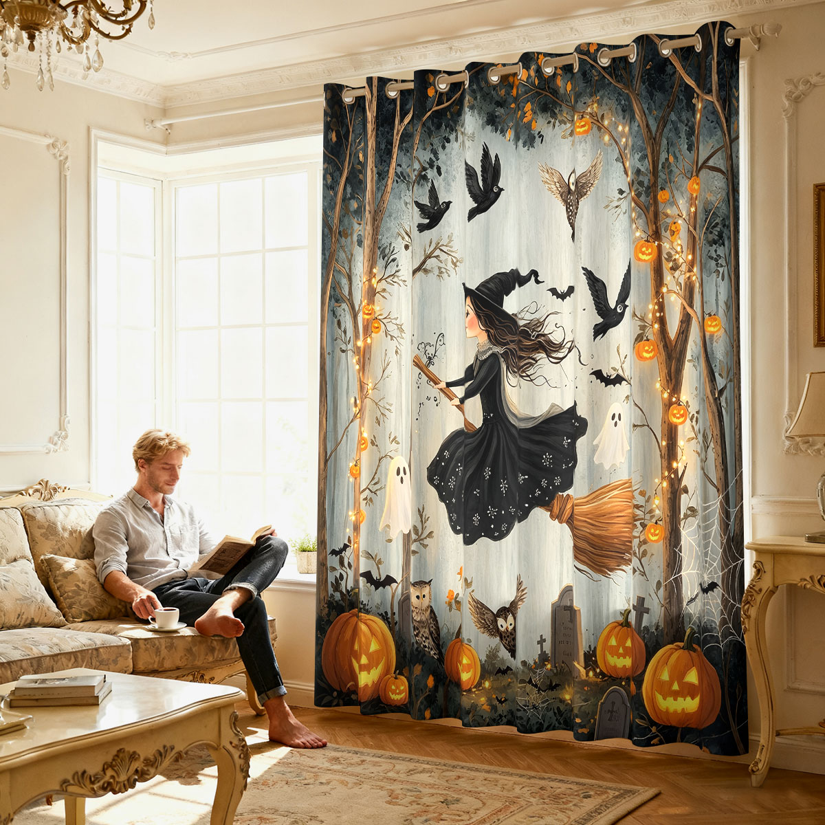 1 Stück Halloween-Vorhang mit  – Home Decor Curtains Bewertung und Preis