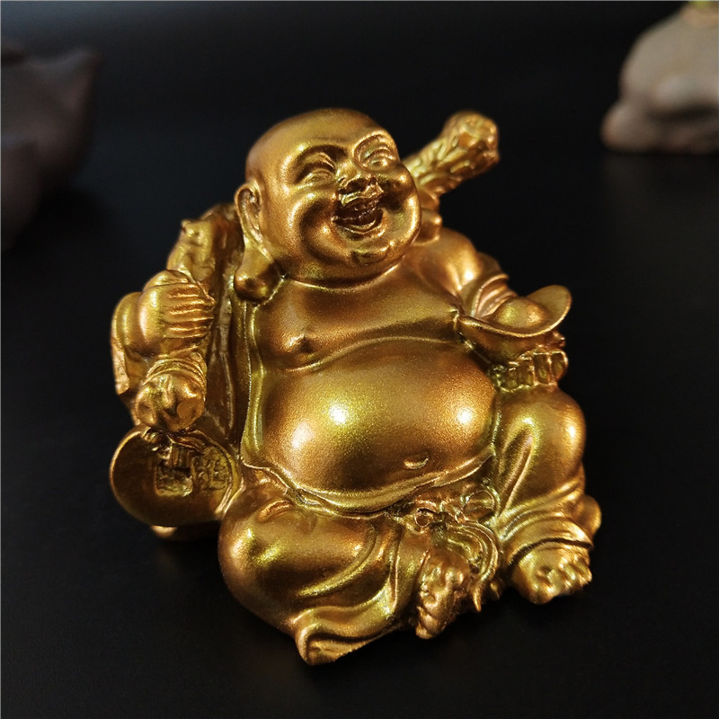 Goldene lachende Buddha-Statue – Home Decor On Sale Bewertung und Preis