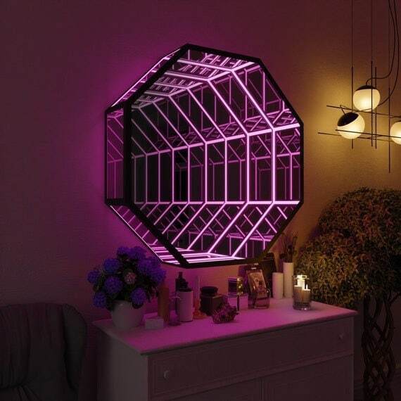 Achteckiger 3D-Infinity-Spiege – Home Decor Mirror Bewertung und Preis
